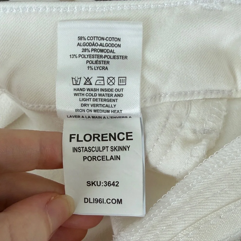 DL1969 Florence Instasculpt white skinny jeans mid rise stretch size 30